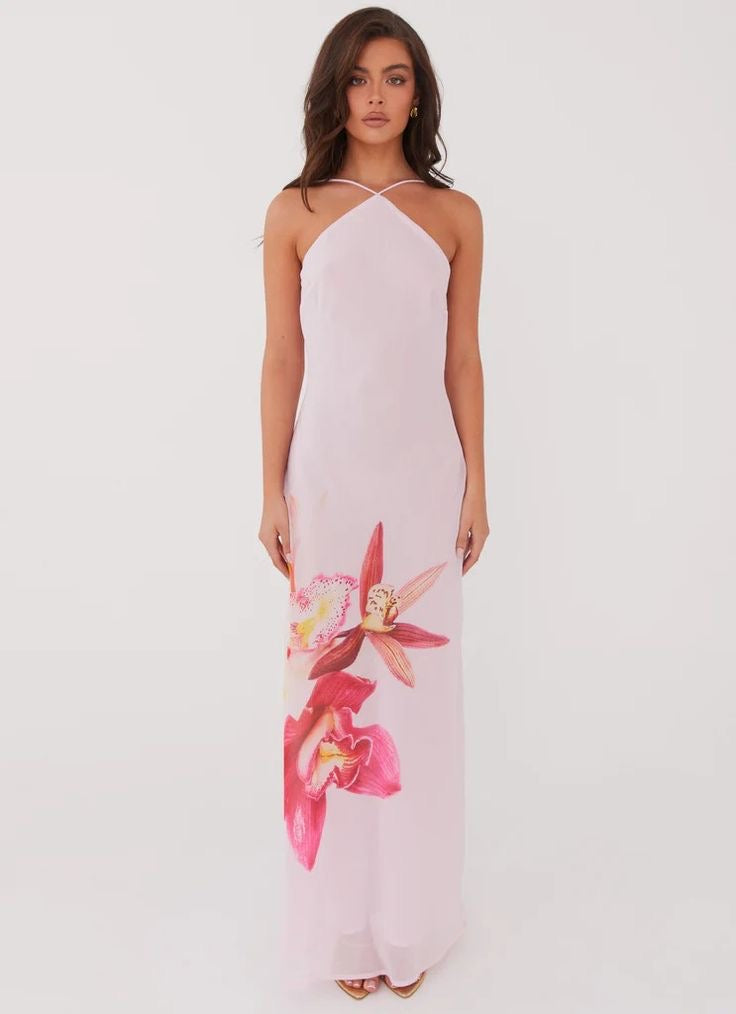Naxos Maxi Dress - Pink Floral Print