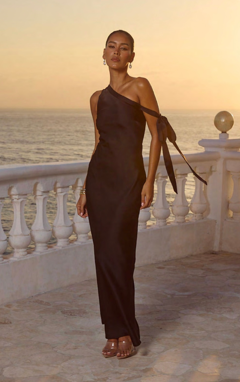 Viola One Shoulder Maxi Dress - Black