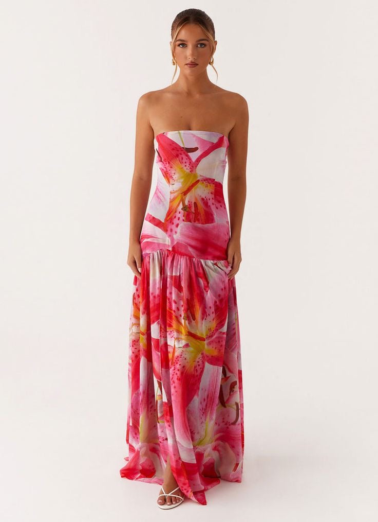 Santorini Maxi Dress - Pink Floral