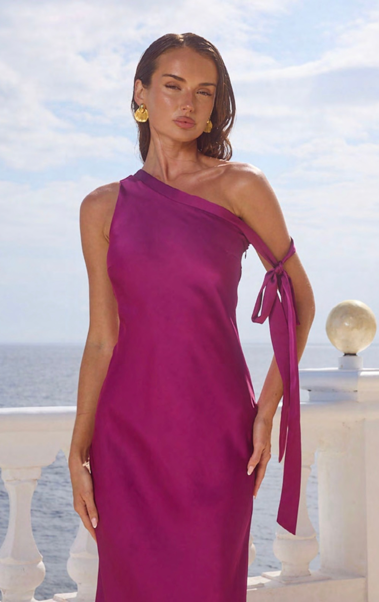 Viola One Shoulder Maxi Dress - Plum