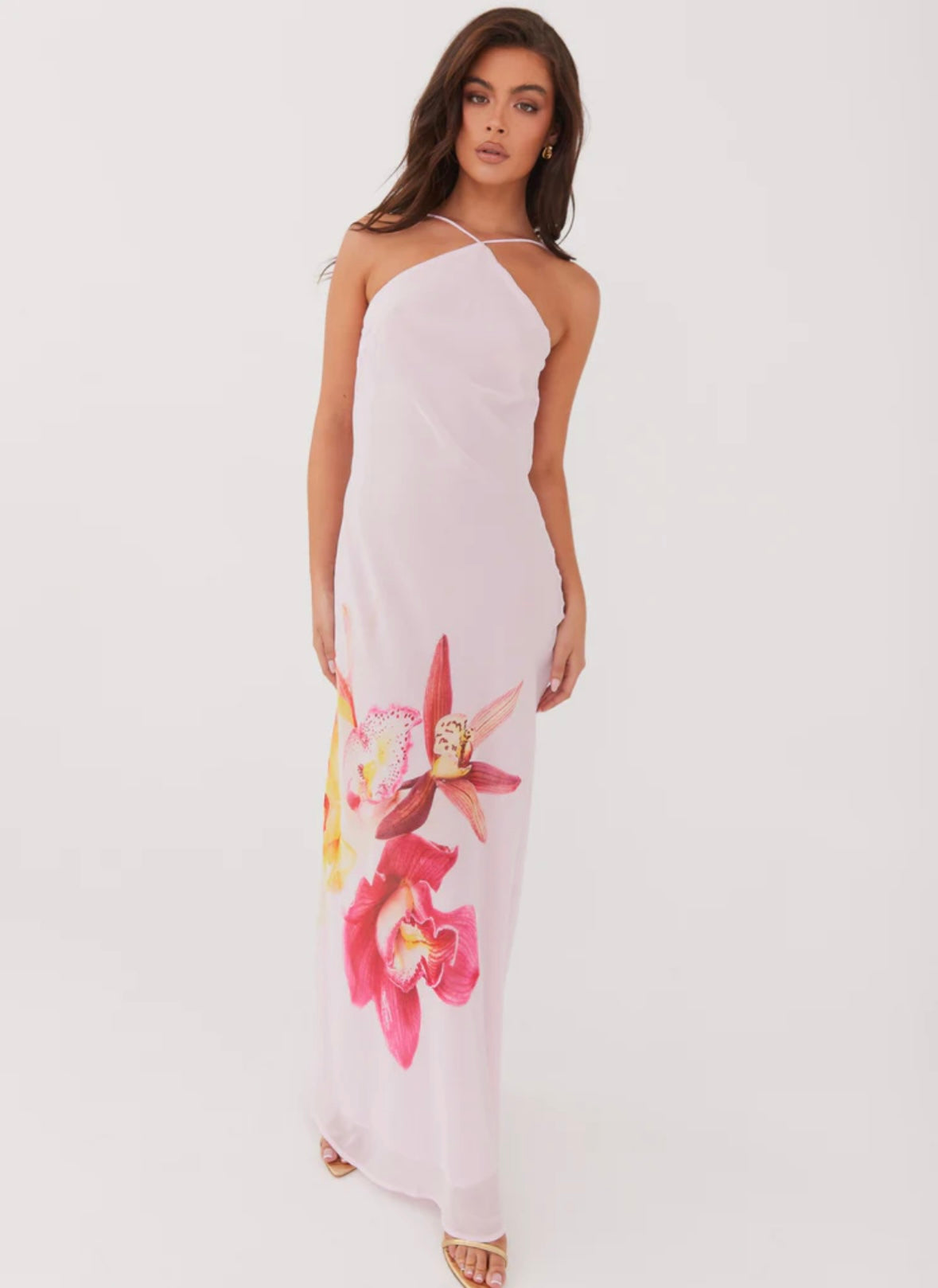 Naxos Maxi Dress - Pink Floral Print