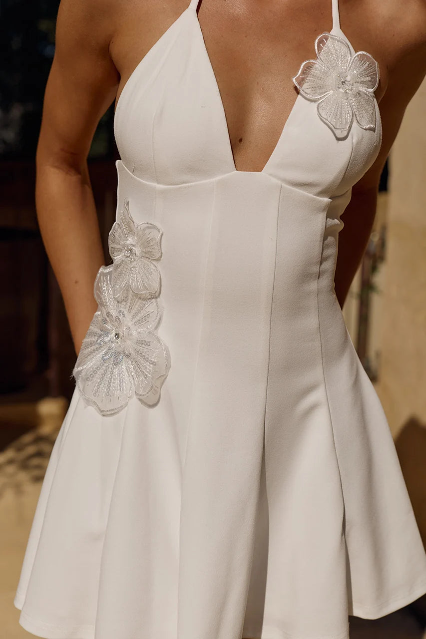 Ismerie Halter Mini Dress - White