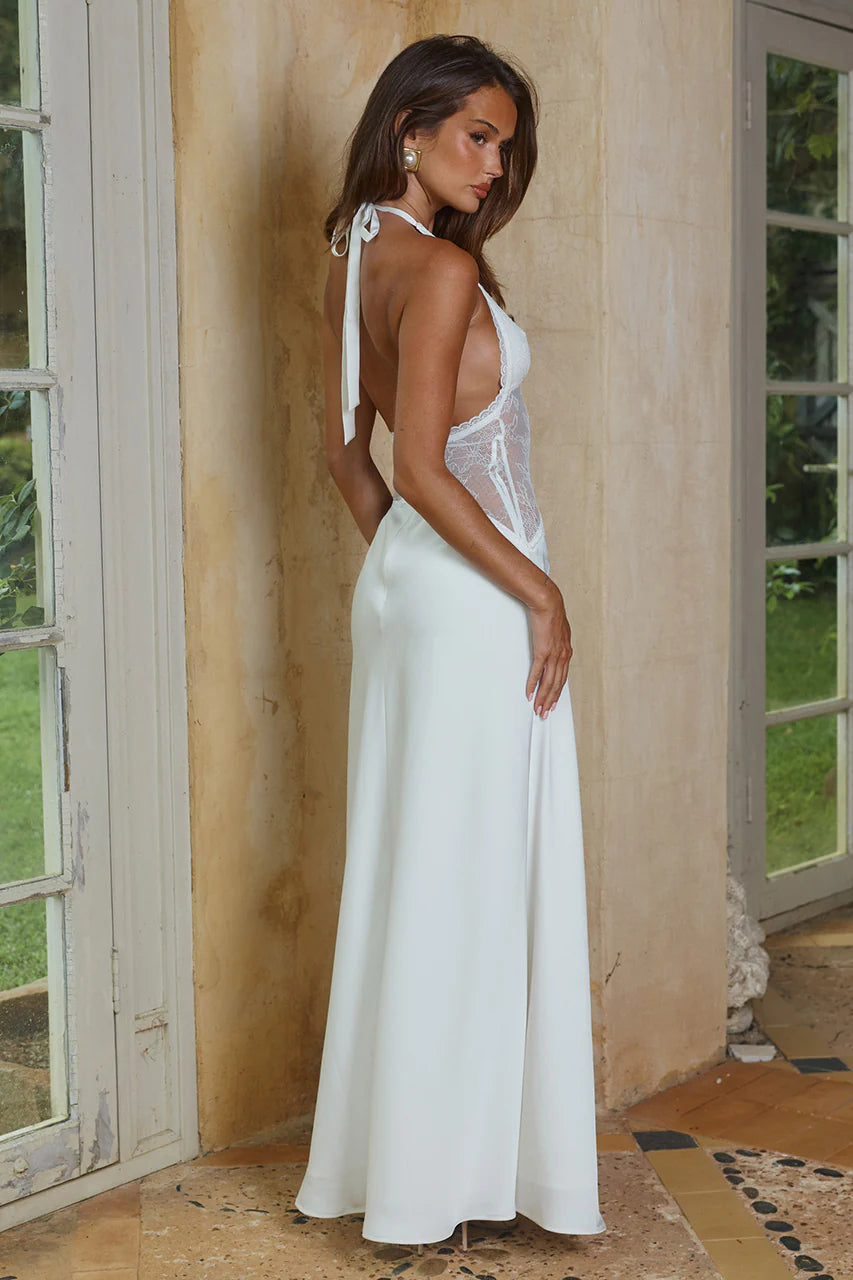 Lilith Halter Maxi Dress - White