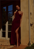 Liora Draped Scarf Maxi Dress - Wine