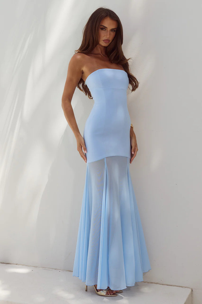 Remi Strapless Maxi Dress - Sky Blue