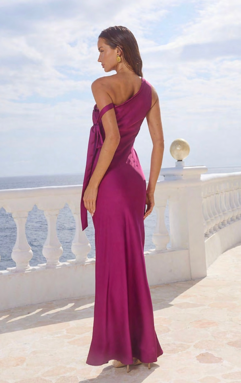Viola One Shoulder Maxi Dress - Plum
