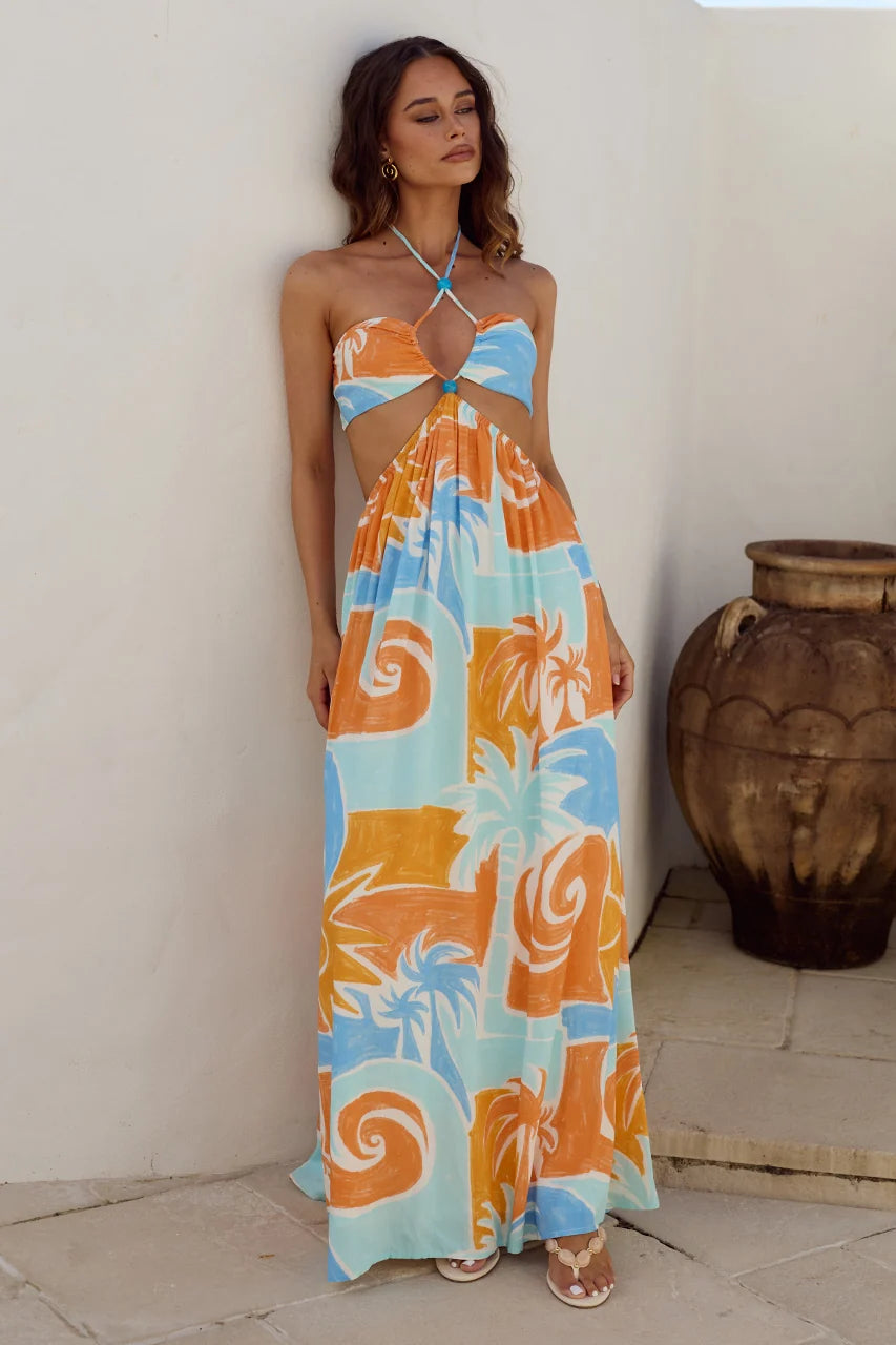 Khloe Cut Out Maxi Dress - Stilla Orange