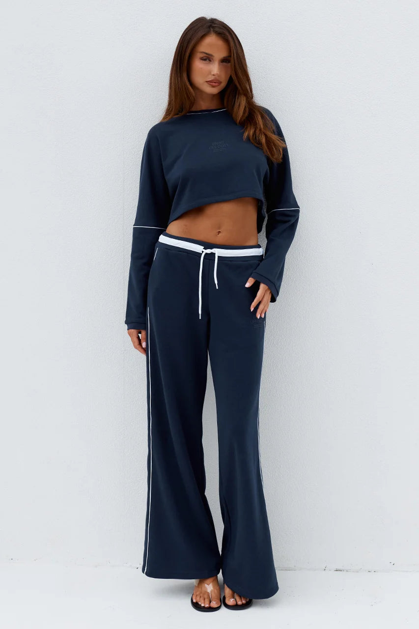 Elari Wide Leg Track Pants - Steel