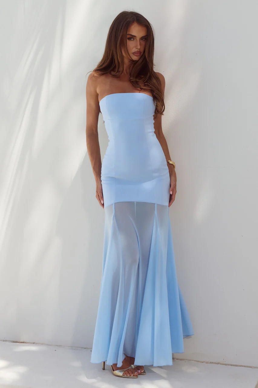 Remi Strapless Maxi Dress - Sky Blue