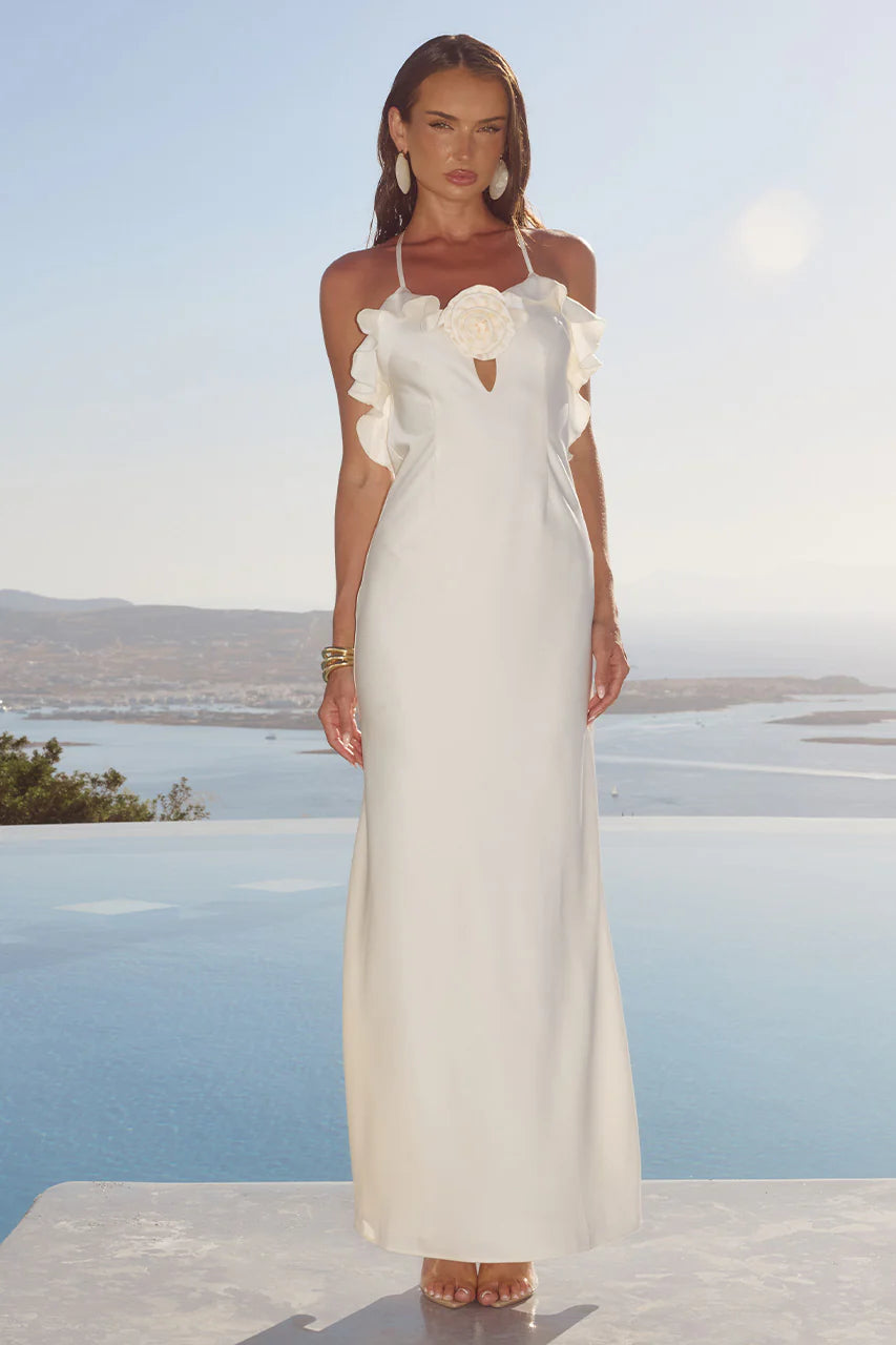 Avalee Frill Trim Maxi Dress - Ivory