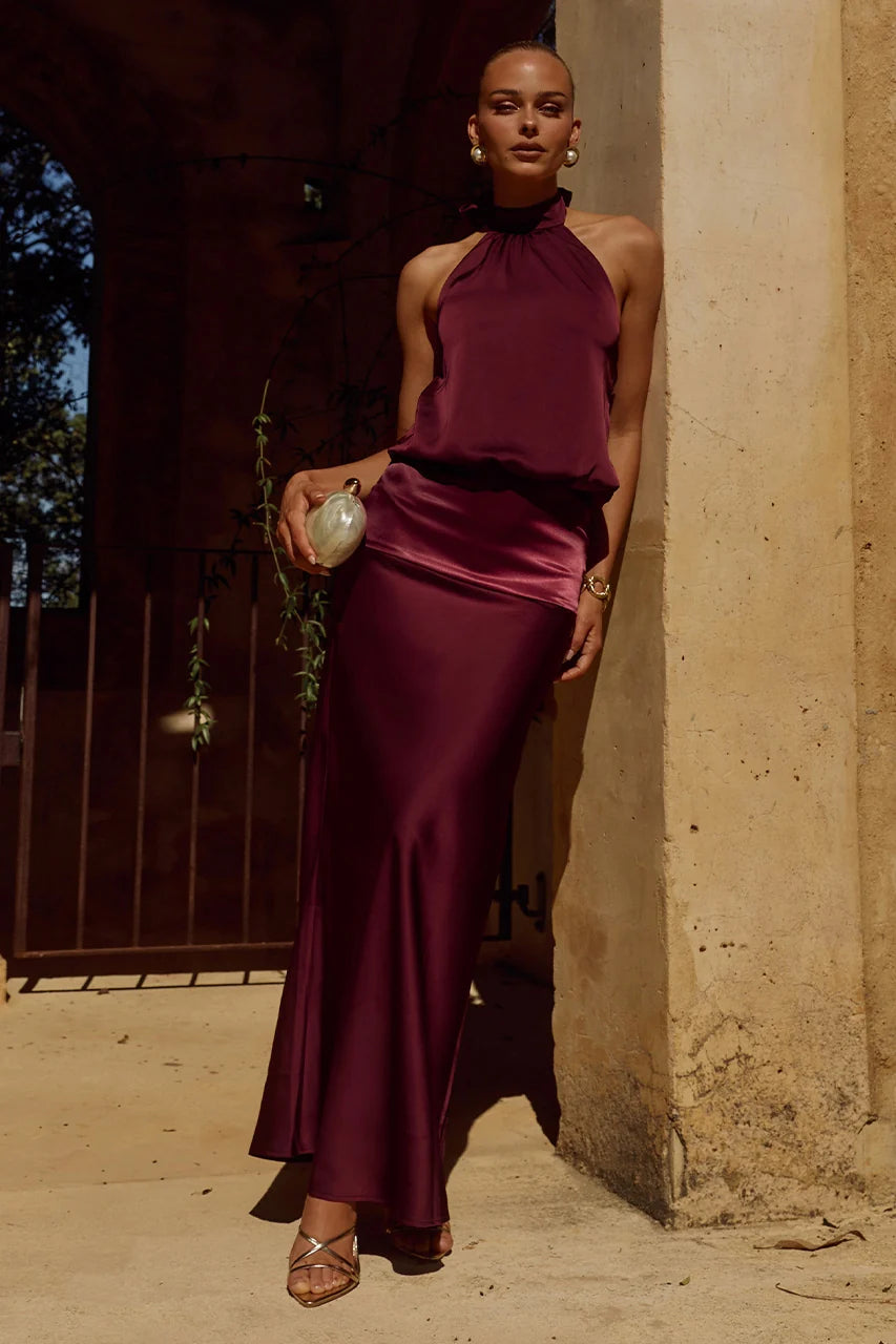 Liliette Halter Maxi Dress - Wine