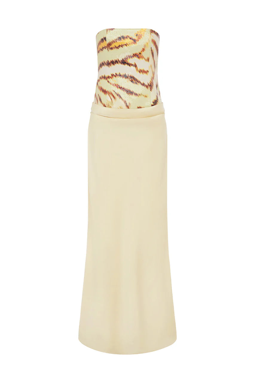 Makena Strapless Sequin Maxi Dress - Camellia Beige