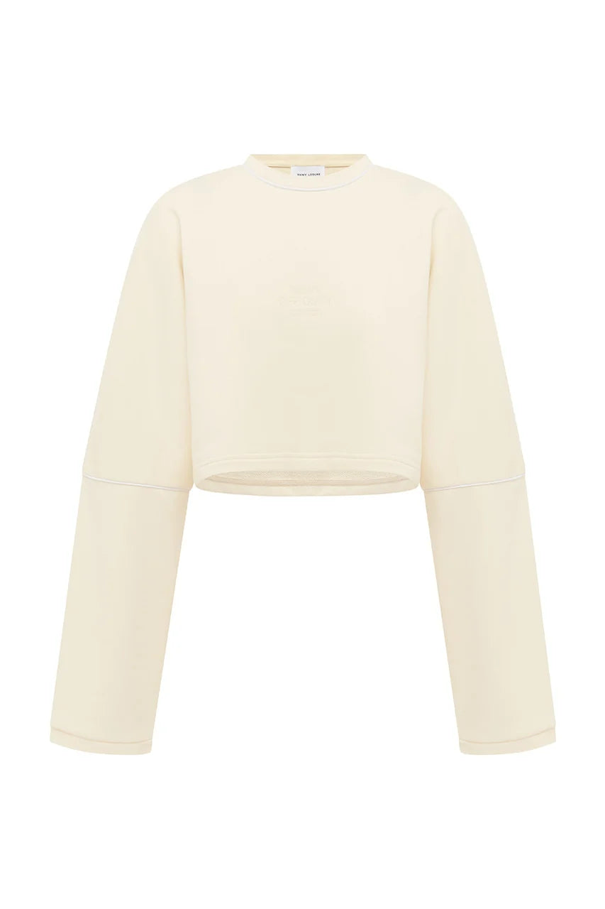 Eleri Oversized Long Sleeve Crop - Biscuit
