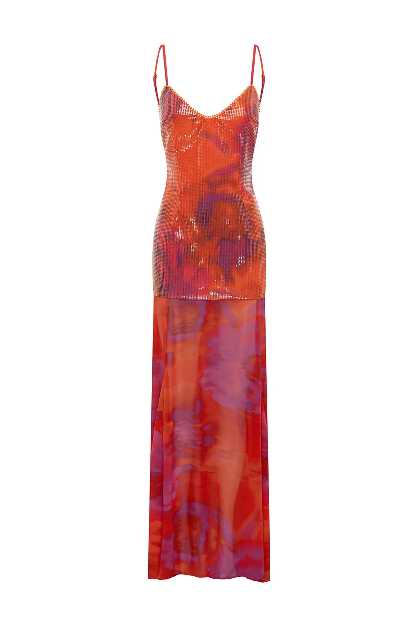 Tulia Low Back Maxi Dress - Suri Orange