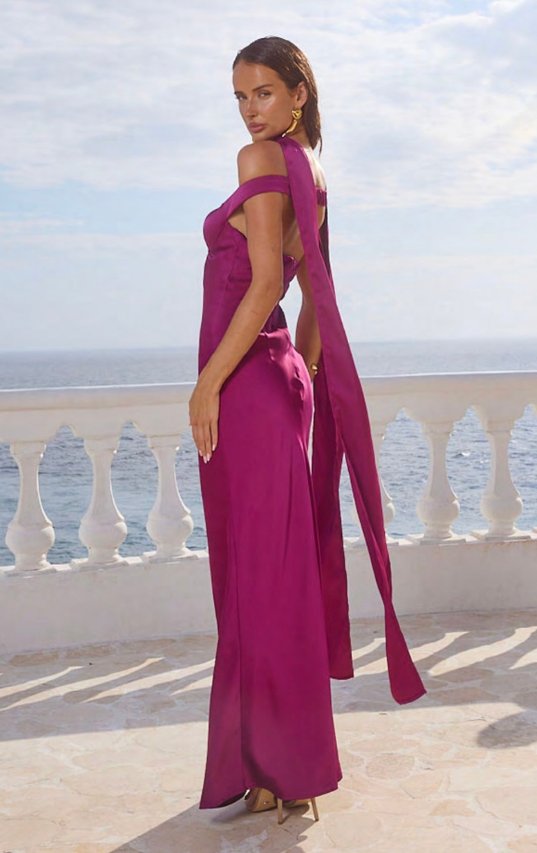 Raphaella Off Shoulder Maxi Dress - Plum