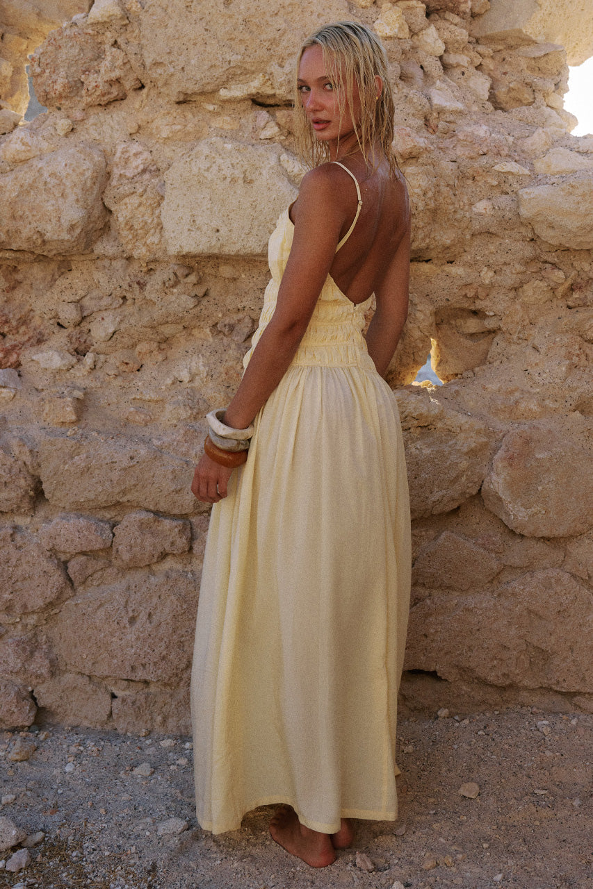 Adora Strappy Maxi Dress - Lemon