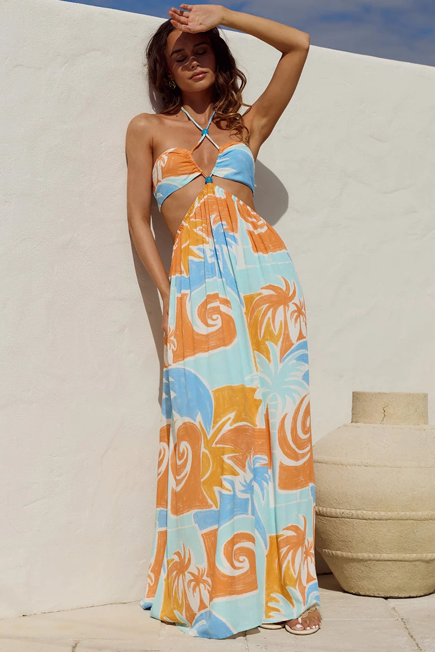 Khloe Cut Out Maxi Dress - Stilla Orange