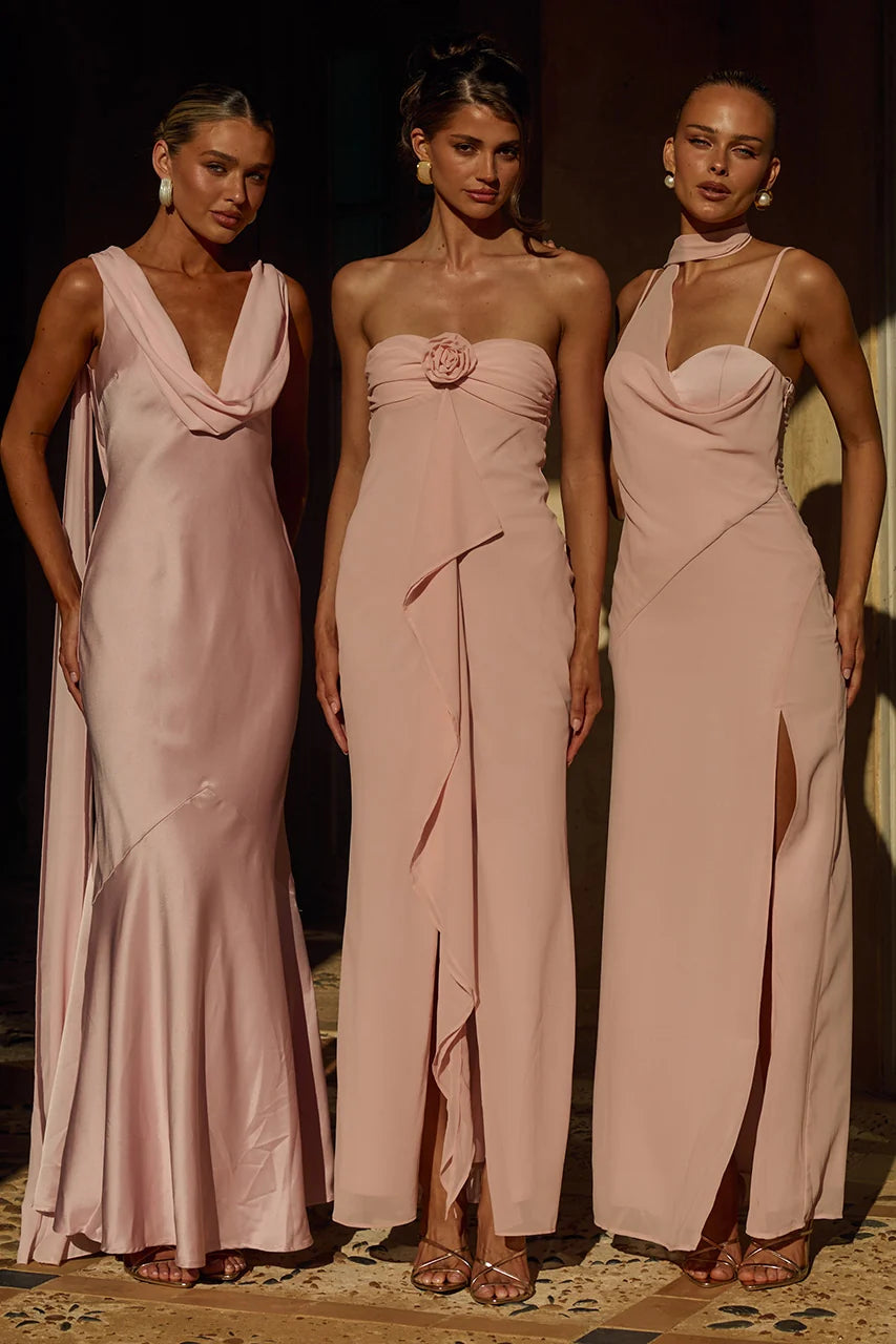 Liora Draped Scarf Maxi Dress - Pink