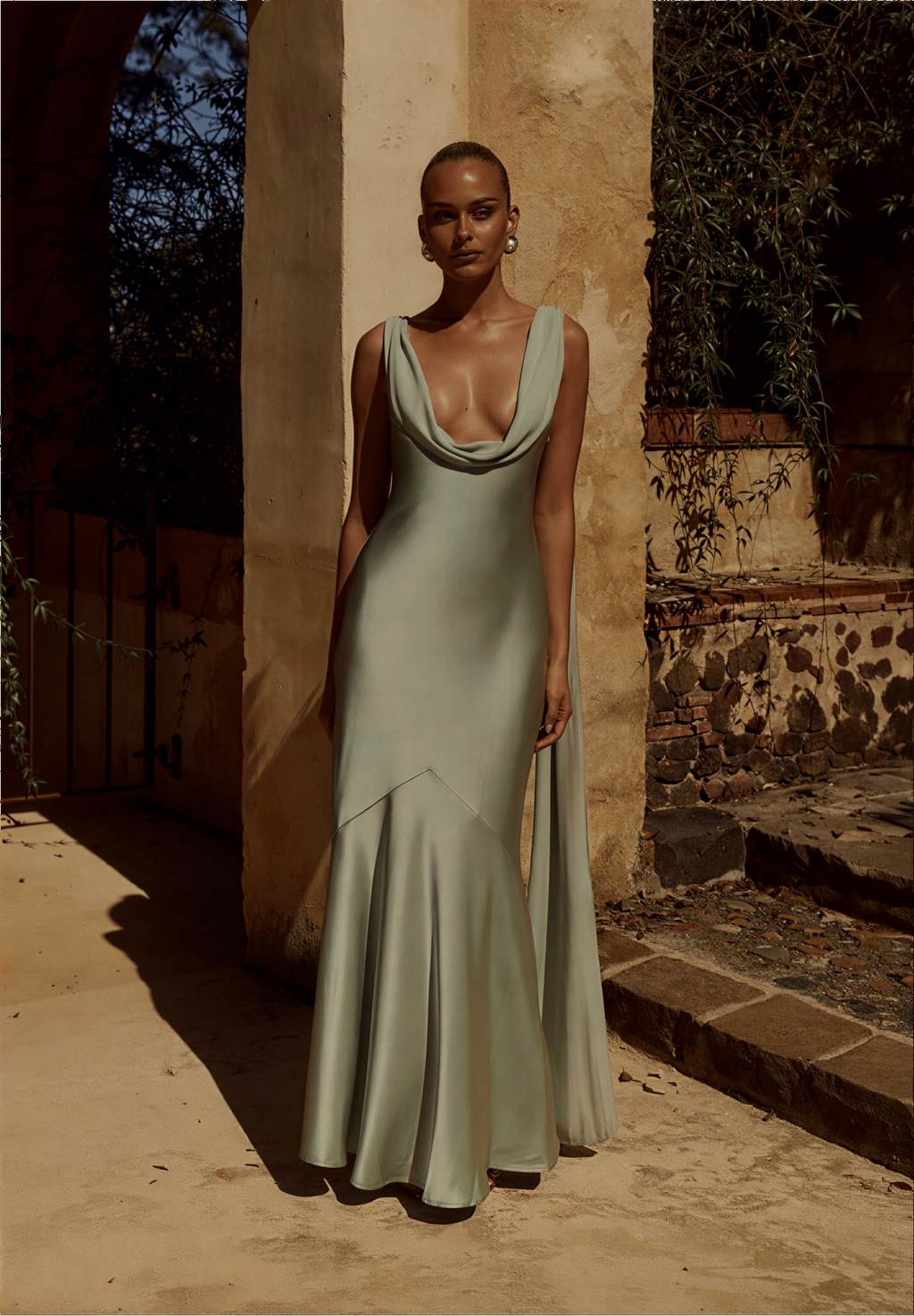 Gabriella Cowl Maxi Dress - Sage