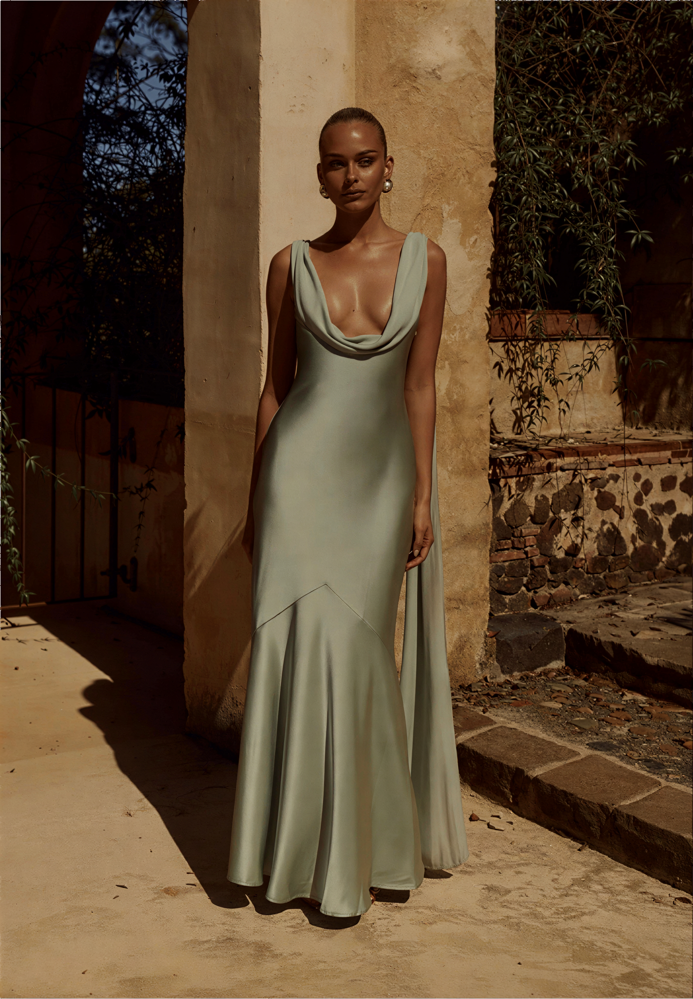 Gabriella Cowl Maxi Dress - Sage