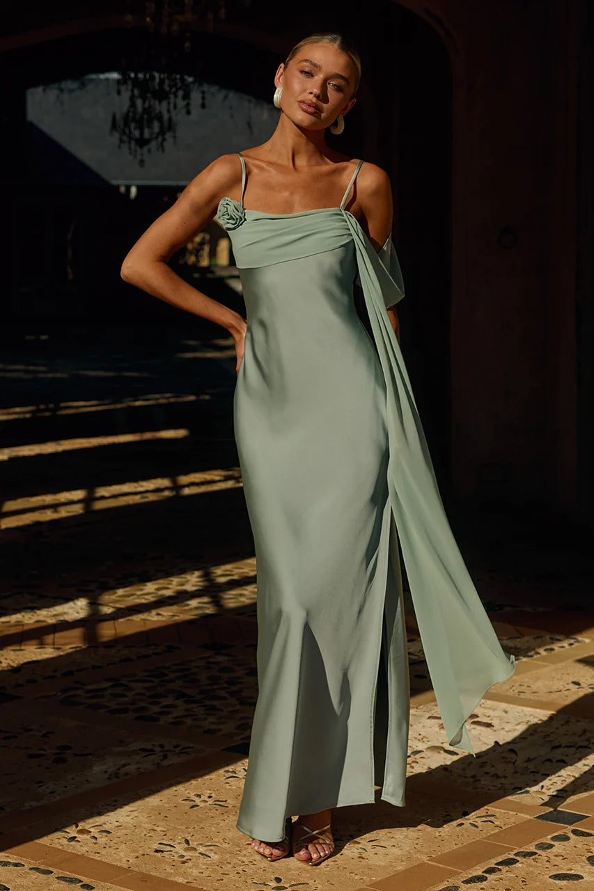 Elara Cowl Maxi Dress - Sage
