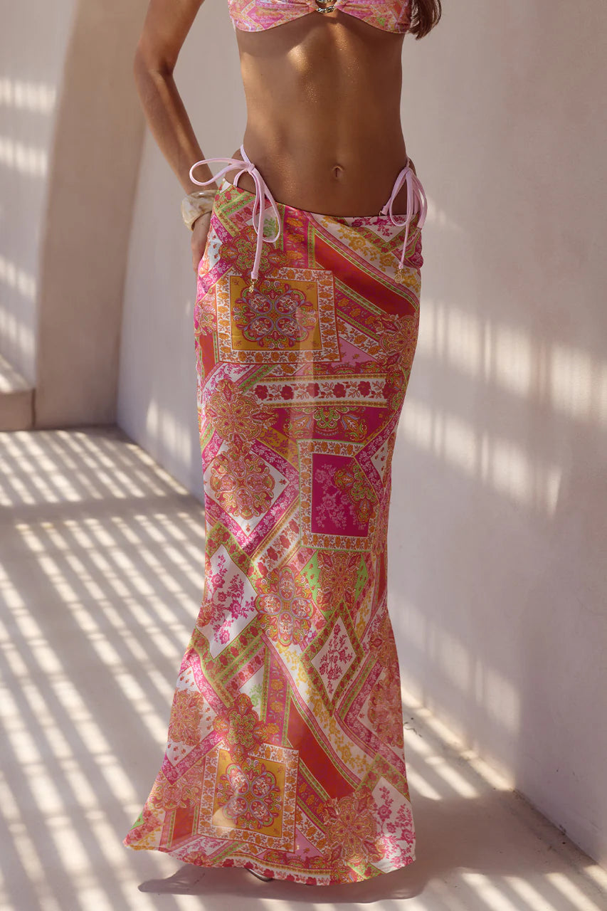 Cyrus Low Waist Sheer Maxi Skirt - Cavello Peach