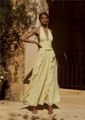 Isolina Halter Corset Maxi Dress - Butter