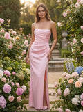 Pink Satin Maxi Dress