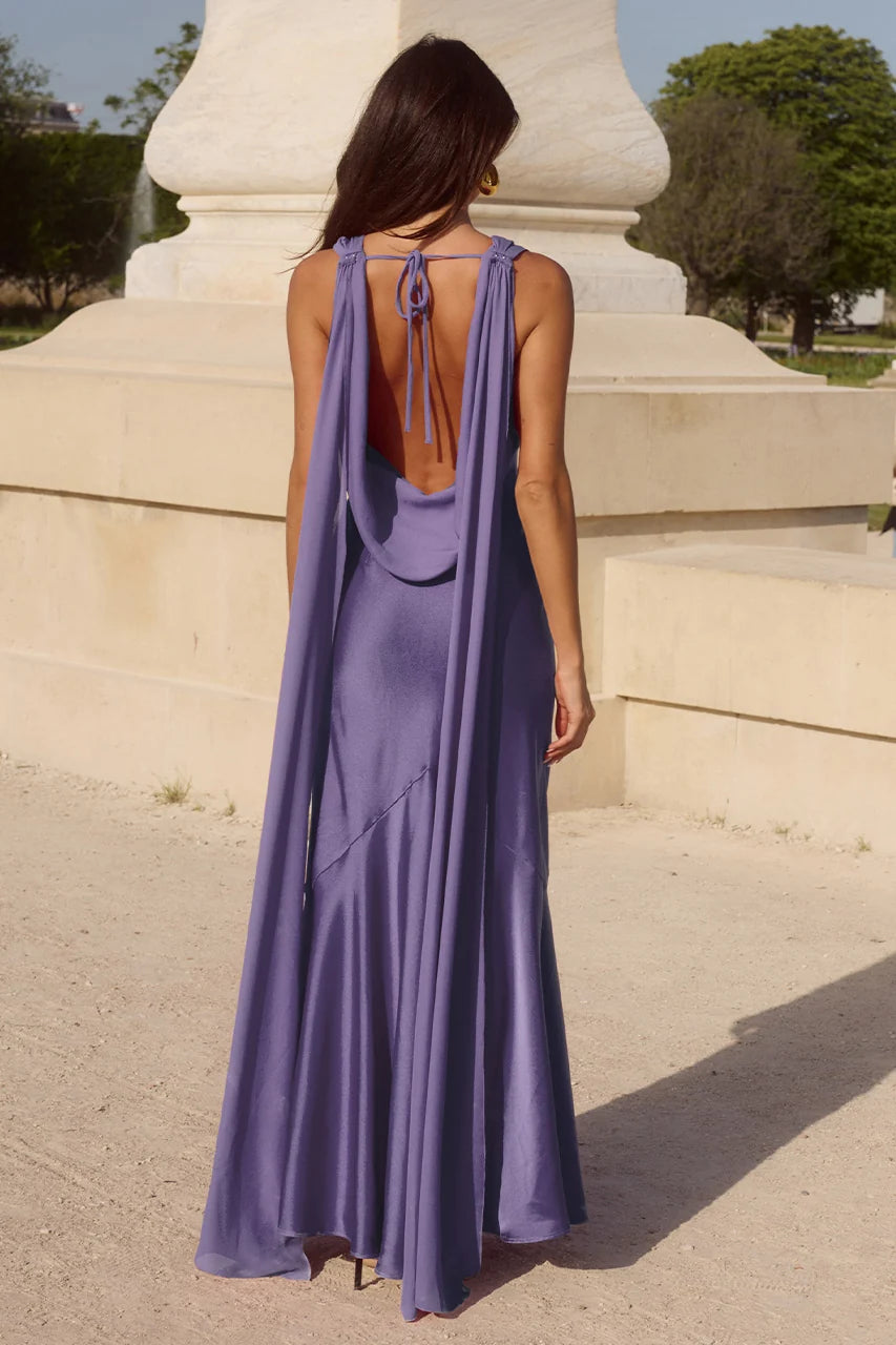 Gabriella Cowl Maxi Dress - Plum