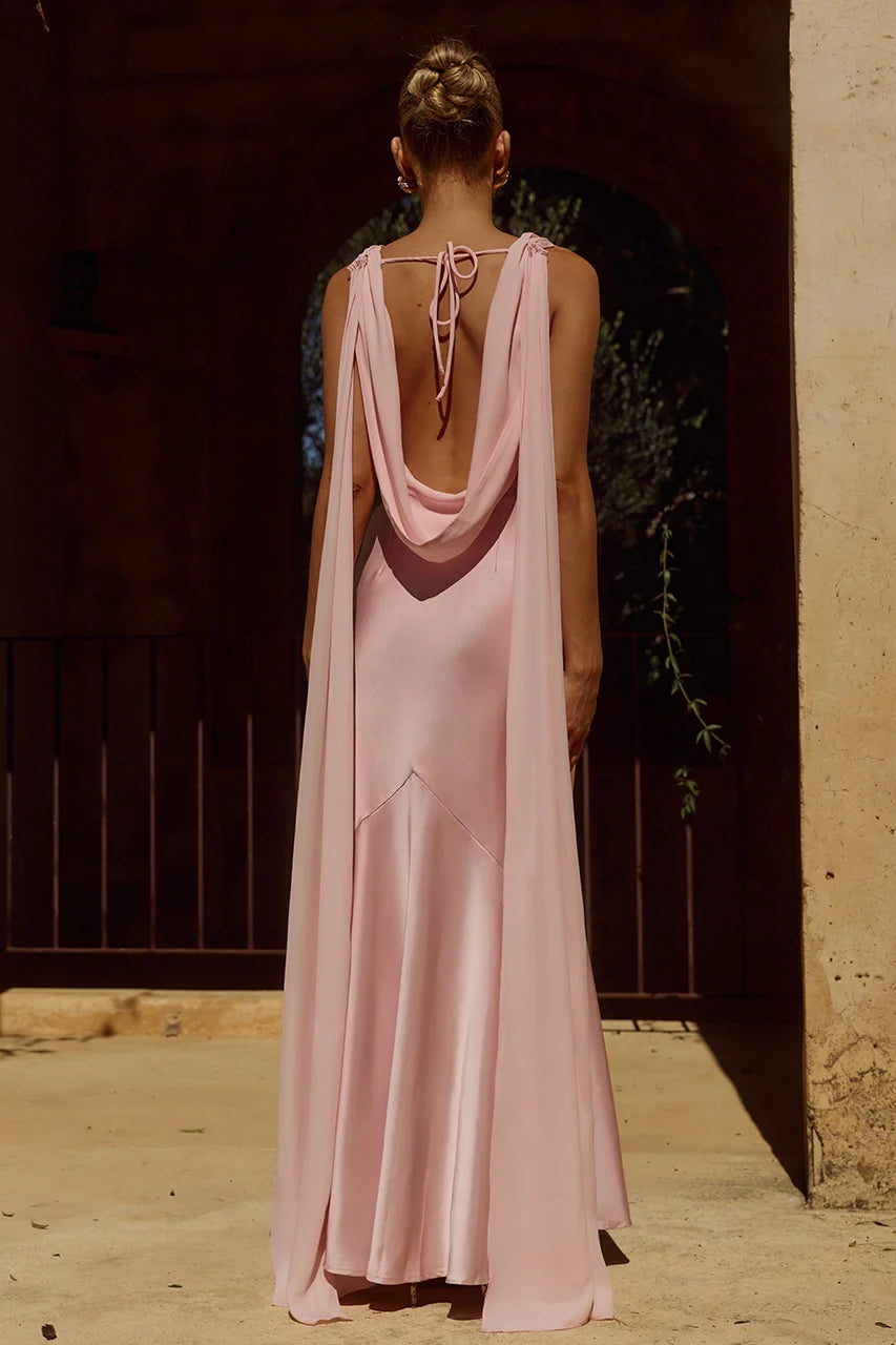 Gabriella Cowl Maxi Dress - Pink