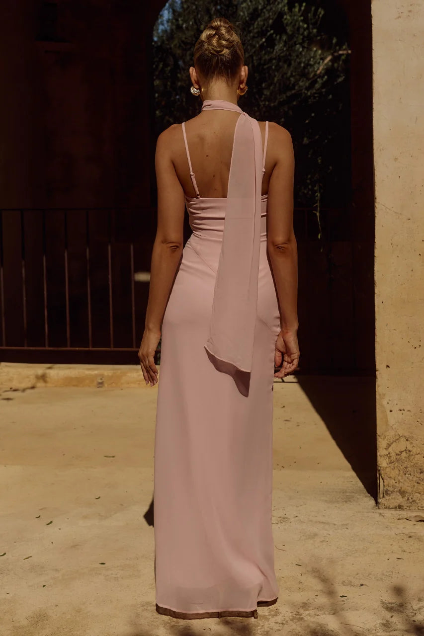 Liora Draped Scarf Maxi Dress - Pink