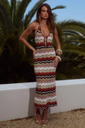 Vernanza Halter Knit Maxi Dress - Orange Multi