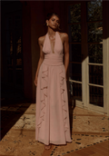 Isolina Halter Corset Maxi Dress - Pink