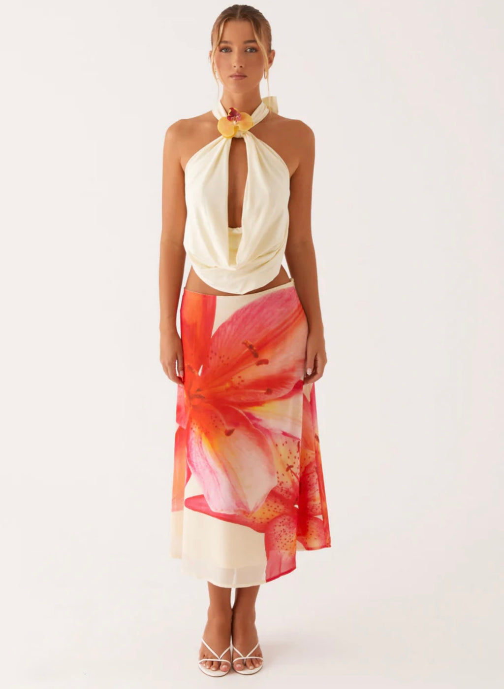 Sarah Low Waist Skirt - Pink Floral