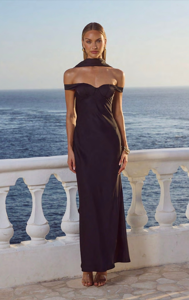 Raphaella Off Shoulder Maxi Dress - Black