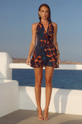 Imali Halter Neck Mini Dress - Valina Orange