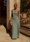 Liora Draped Scarf Maxi Dress - Sage