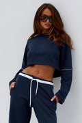 Eleri Oversized Long Sleeve Crop - Steel