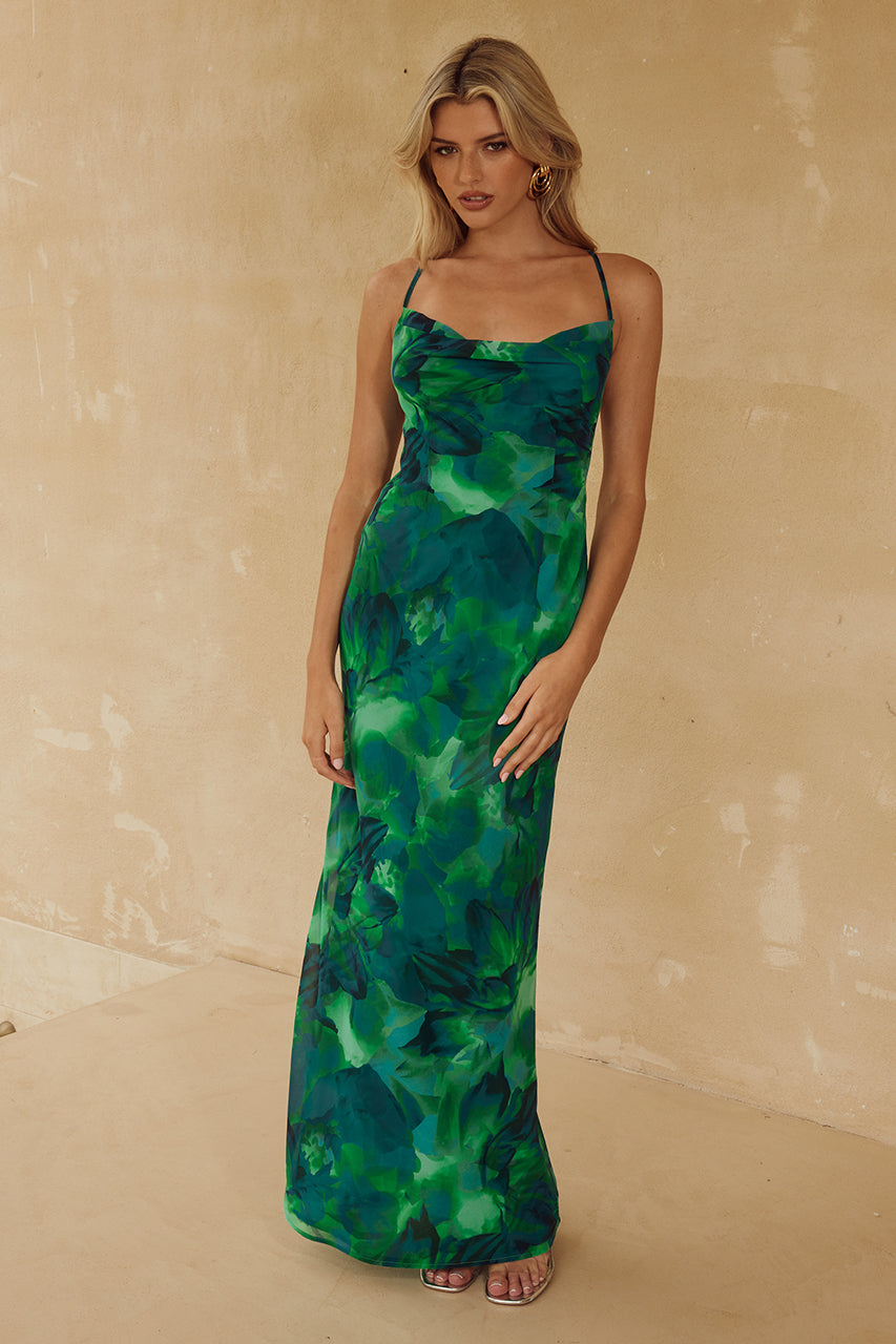 Benito Maxi Dress - Green Floral
