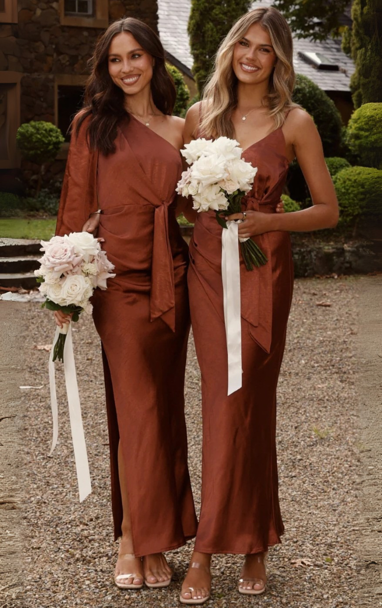 Eden One Shoulder Maxi Dress - Rust