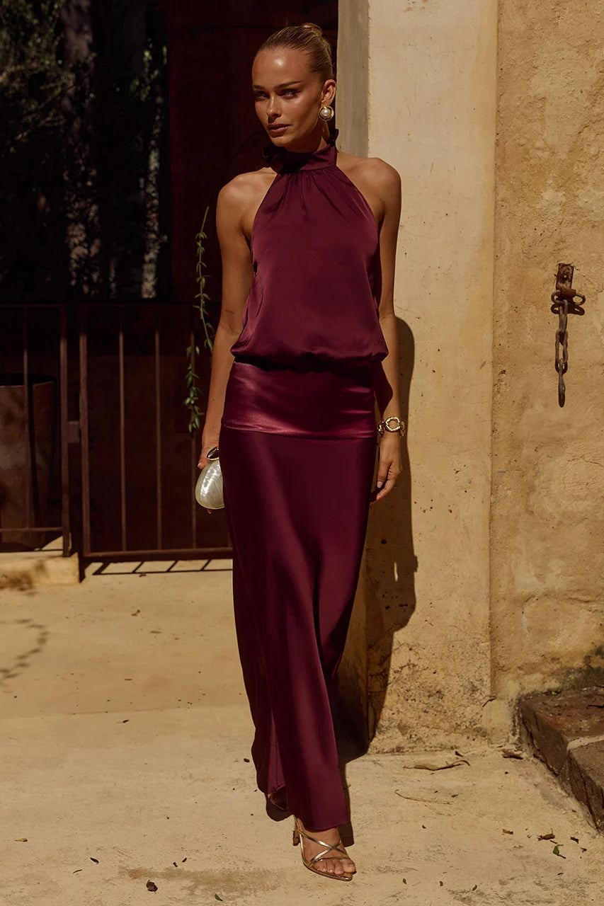 Liliette Halter Maxi Dress - Wine