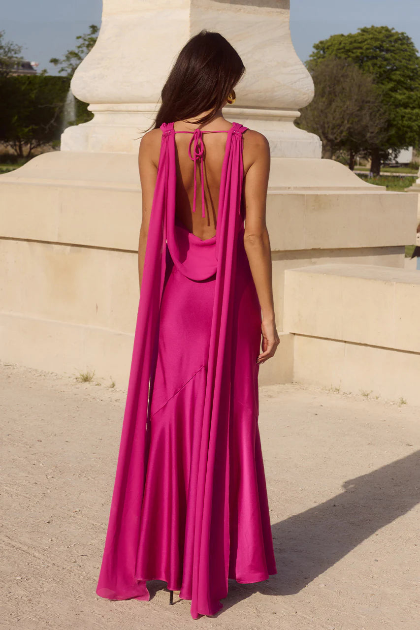 Gabriella Cowl Maxi Dress - Fuchsia