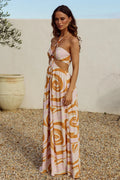Khloe Cut Out Maxi Dress - Ritali Swirl Pink