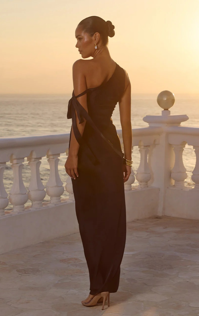 Viola One Shoulder Maxi Dress - Black