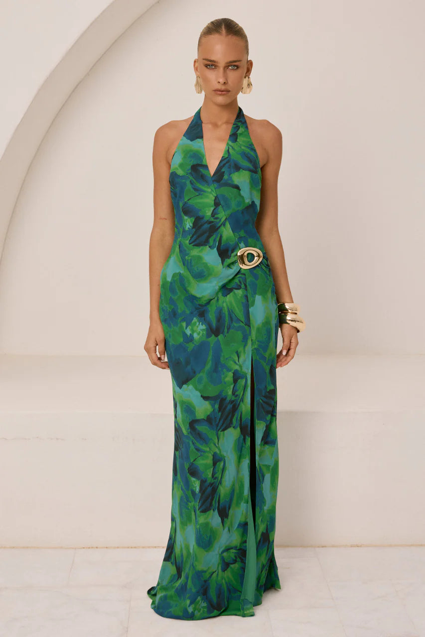 Marbella Halter Maxi Dress - Calista Green