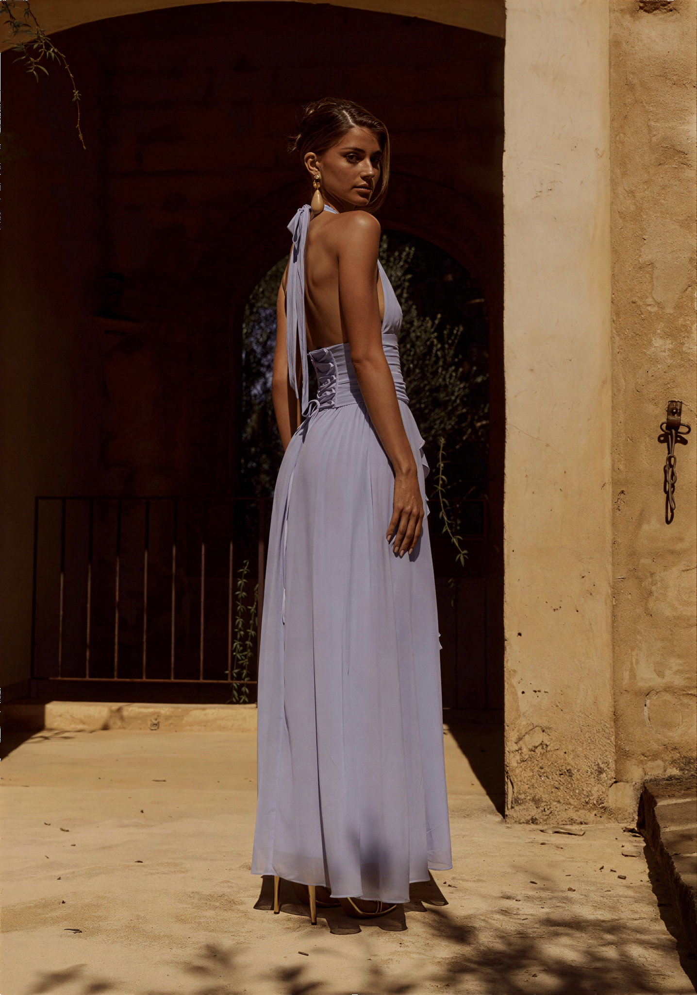 Isolina Halter Corset Maxi Dress - Sky Blue
