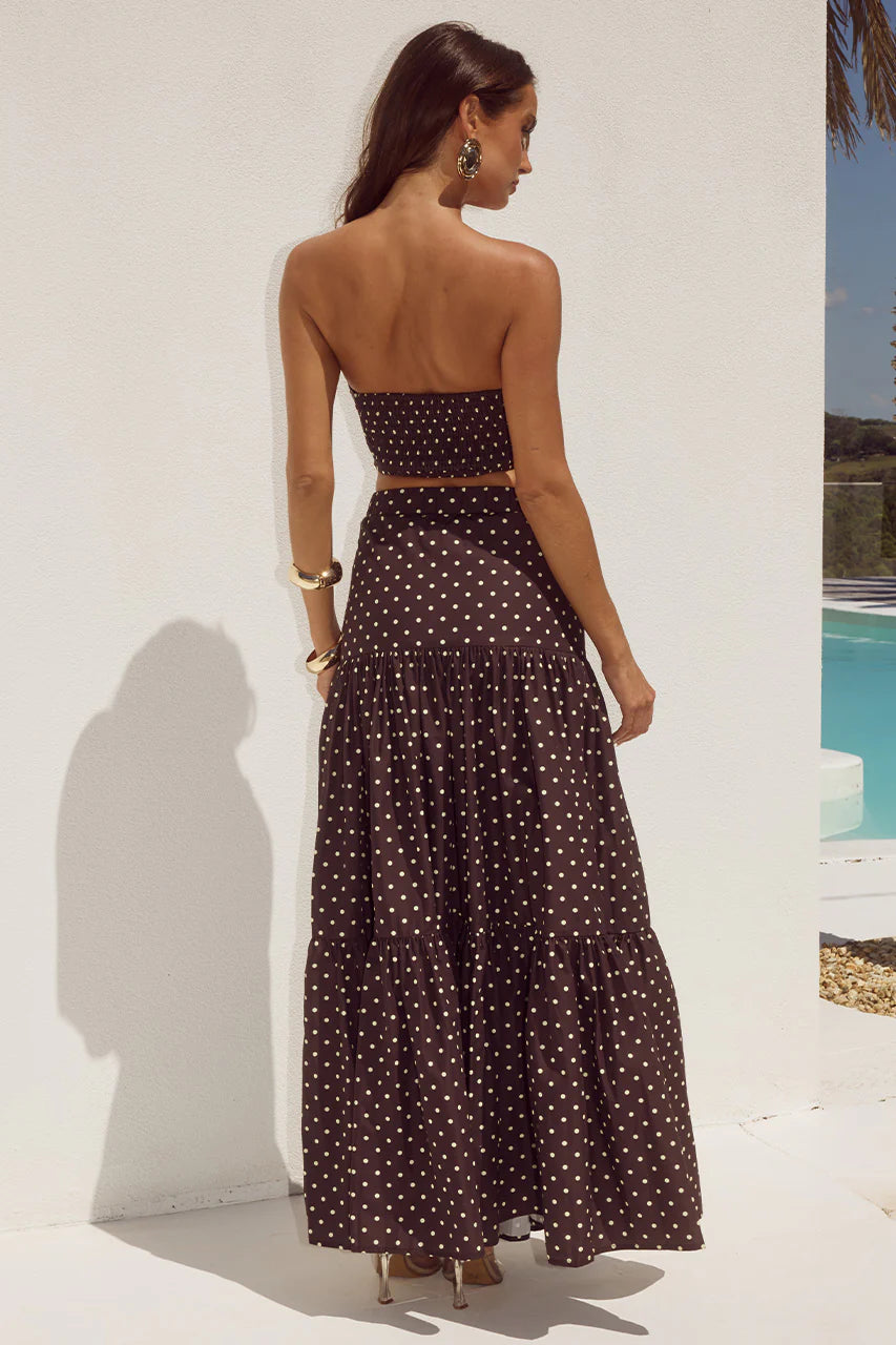 Ayla Maxi Skirt - Black/White Polka