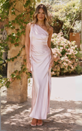 Halle One Shoulder Maxi Dress - Pink