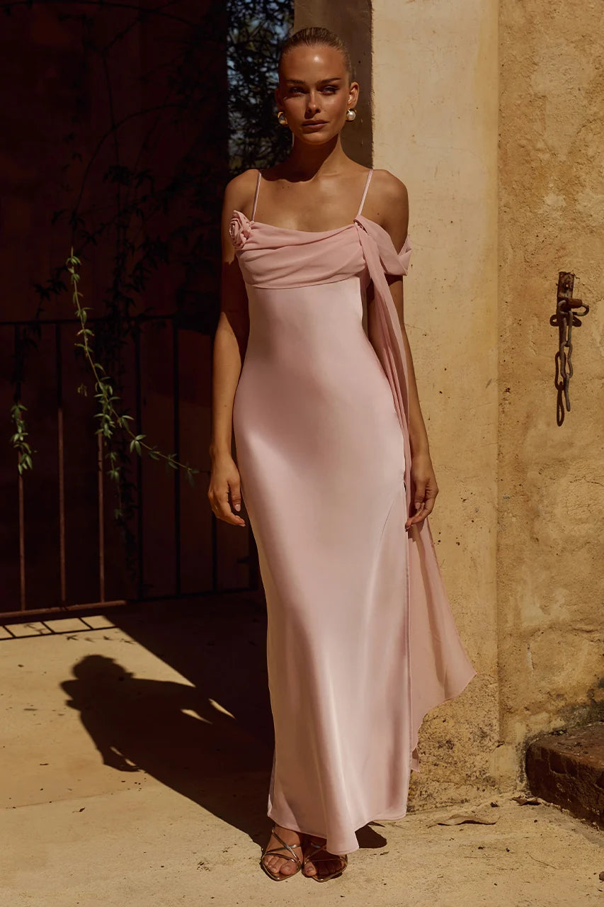 Elara Cowl Maxi Dress - Pink