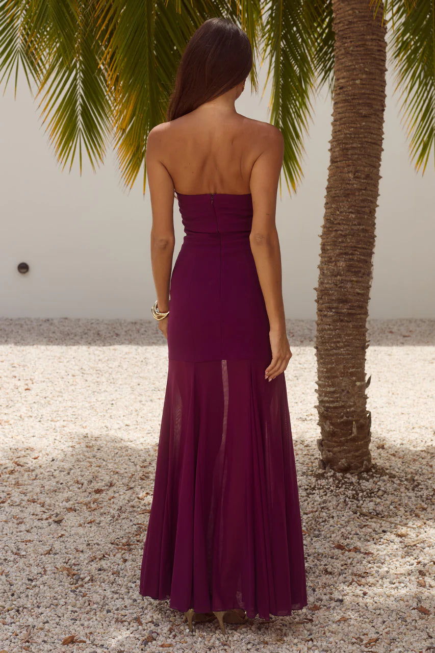Remi Strapless Maxi Dress - Plum